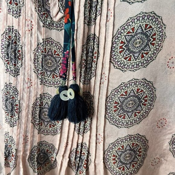 Johnny Was Silk Pintuck Tunic Blouse Maximalist Colorful Feminine Size XS - Picture 5 of 9